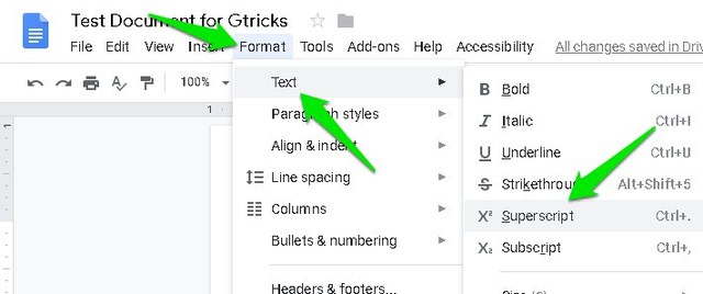shortcut for subscript in word mac